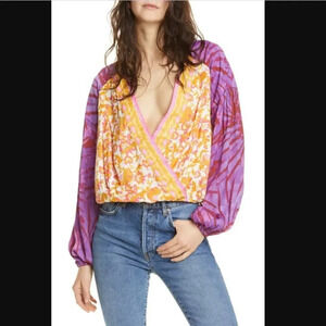 Free People Cruisin Together Mixed-print Cropped Top